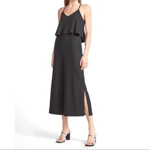 Ribbed V-Neck Culotte Jumpsuit
